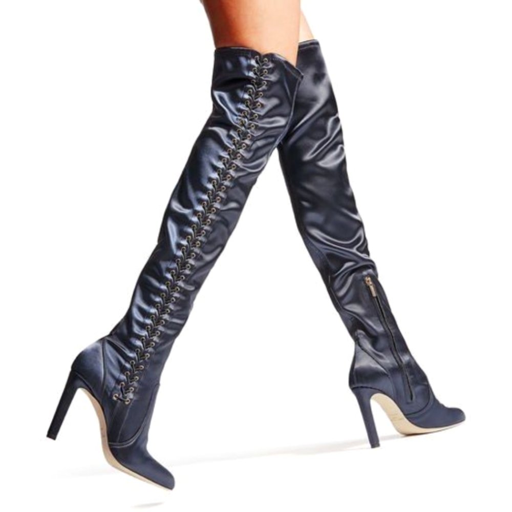 Jimmy Choo MARIE 100 Navy Over-the-Knee Stiletto Boot